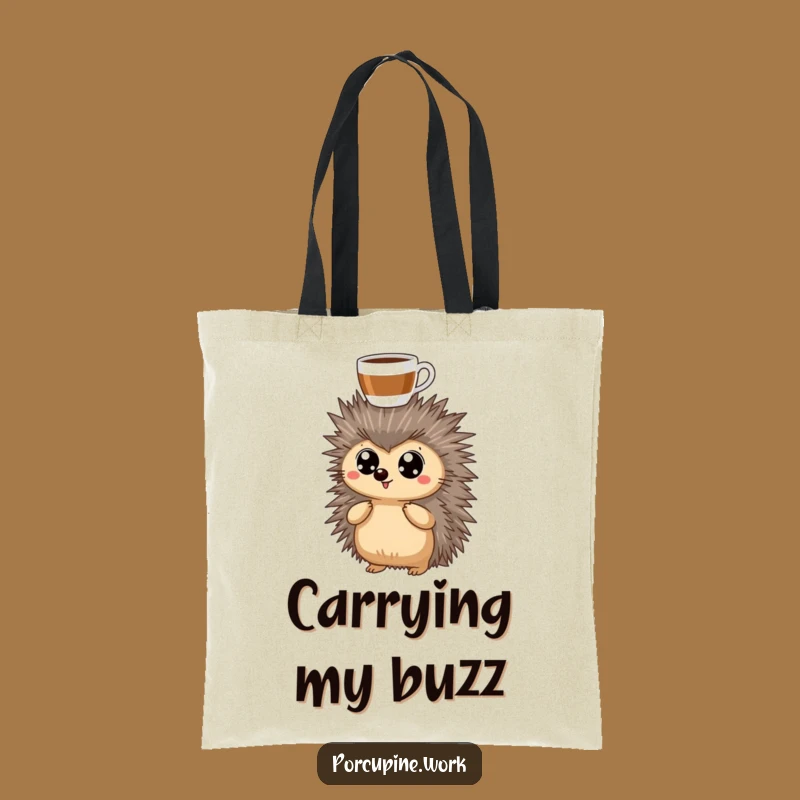 Funny Coffee Porcupine Tote Bag: Carry Your Brew with Humorous Style