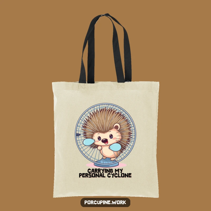 Funny Porcupine Fan Tote Bag: Carry Your Office Survival Kit with Humor