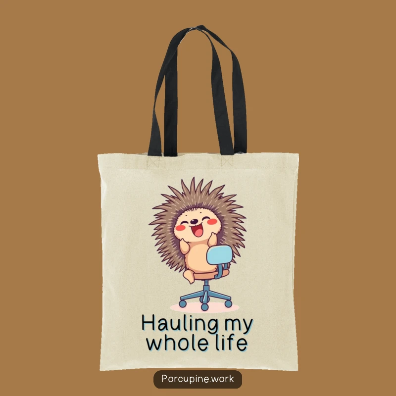 Funny Porcupine Office Chair Tote Bag: Carry Your Glee Everywhere