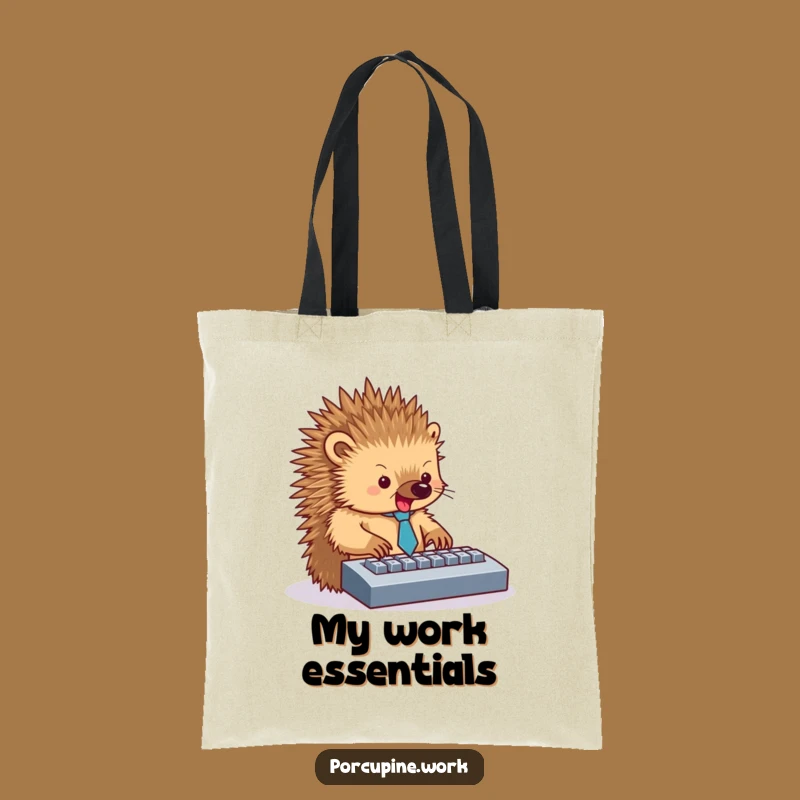 Funny Porcupine Office Tote Bag - Dapper Prickly Work Carryall Gift