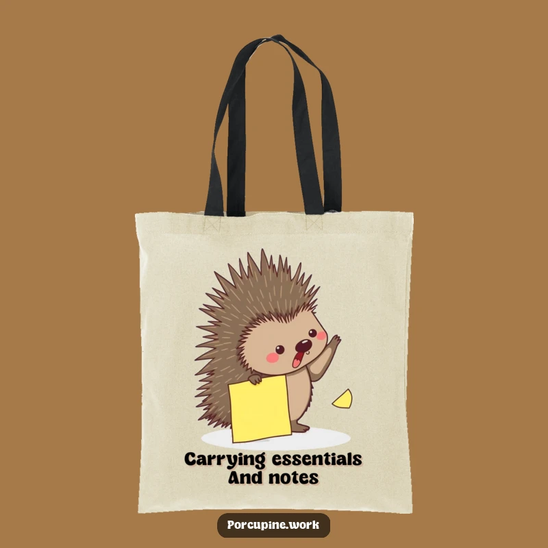 Funny Porcupine Sticky Note Dodge Tote Bag: Carry Your Wit with Humor