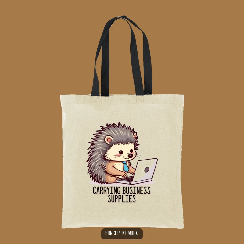 Funny Porcupine Tie Laptop Tote Bag: Dapper Typist for Hilarious Carrying