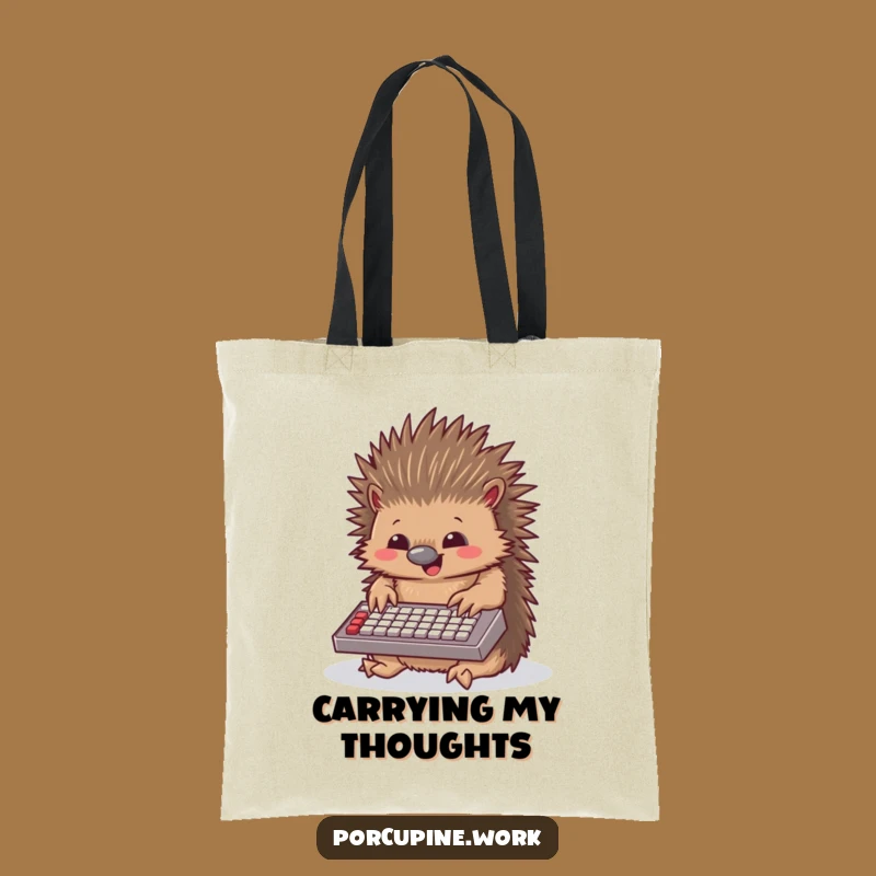 Funny Porcupine Tote Bag: Carry Your Essentials with This Hilarious Typing Accessory!