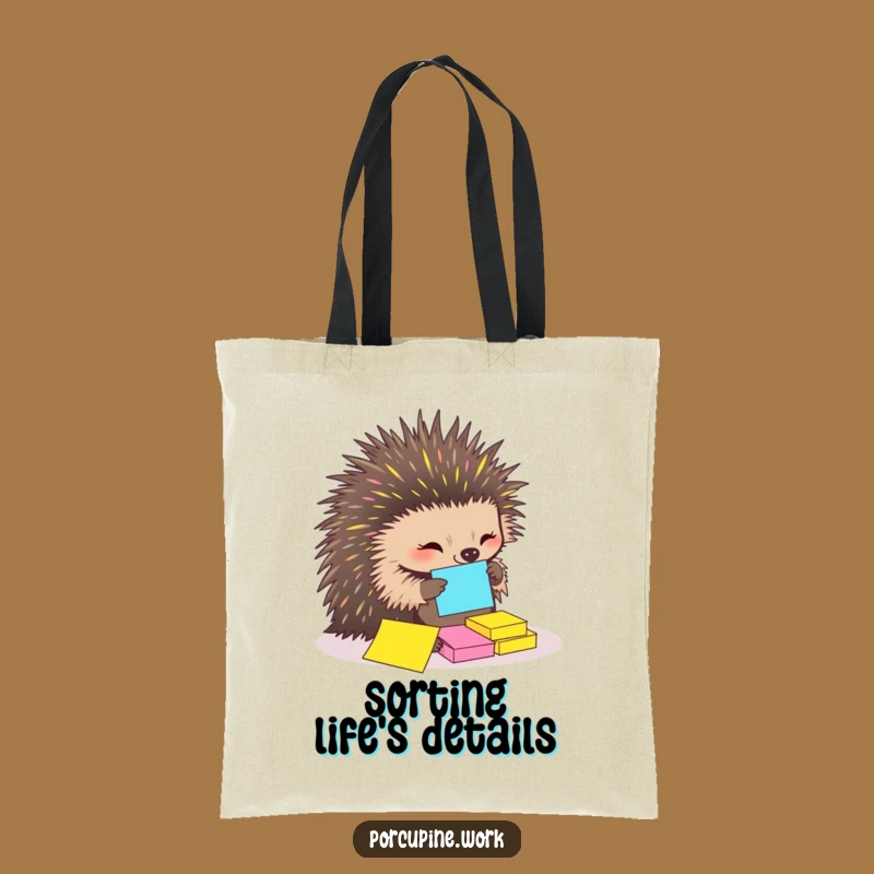 Funny Porcupine Tote Bag: Quilled Organizer's Dream, Hilarious Stationery Carry-All Gift