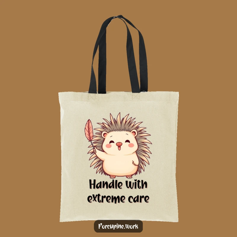 Funny Porcupine Waving Quill Tote Bag - Durable Cute Cartoon Bag Gift