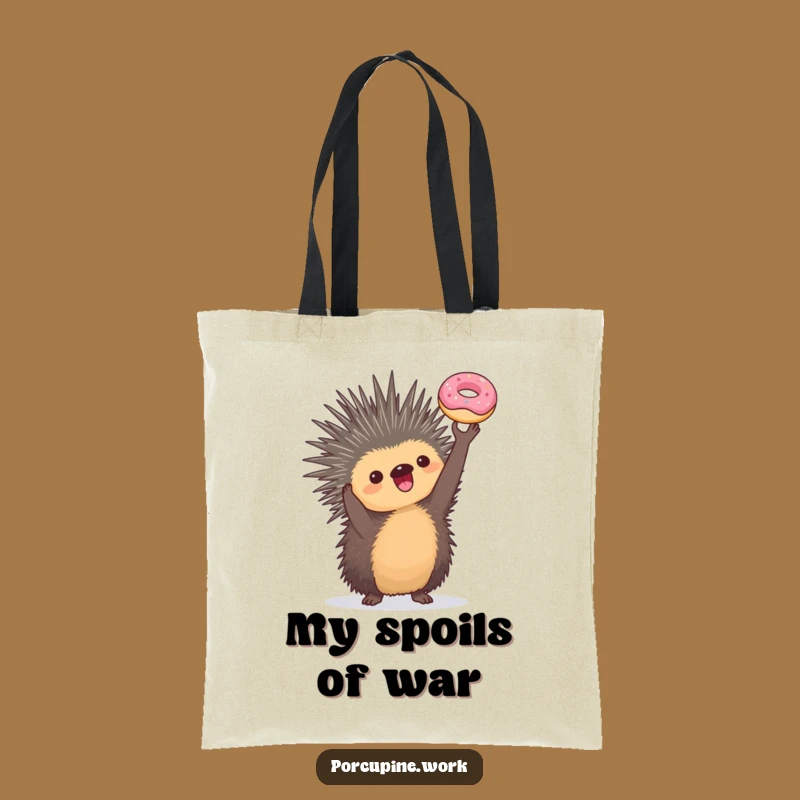 Funny Porcupine Donut Trophy Funny Tote Bag, Carry Your Victories in Style