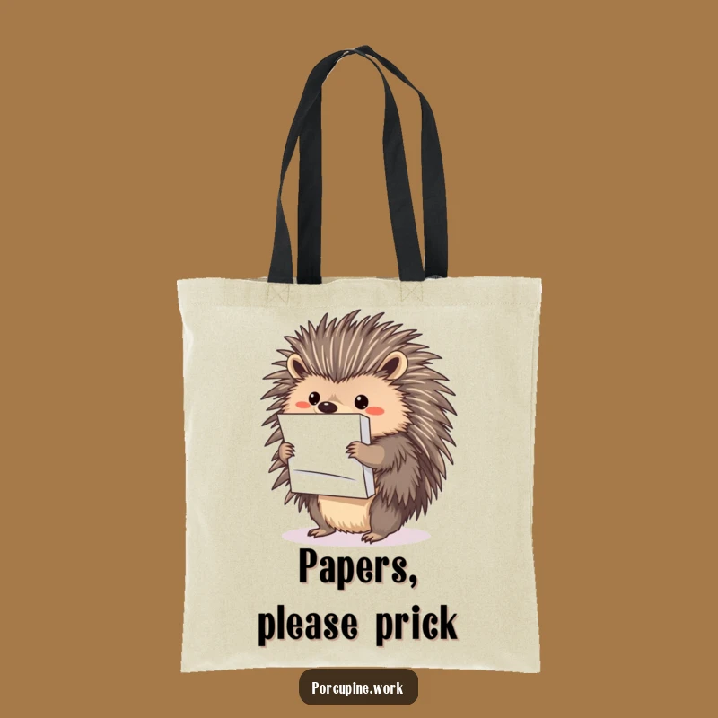 Funny Porcupine Paper Stacker Tote Bag: Carry Your Files with Hilarious Security