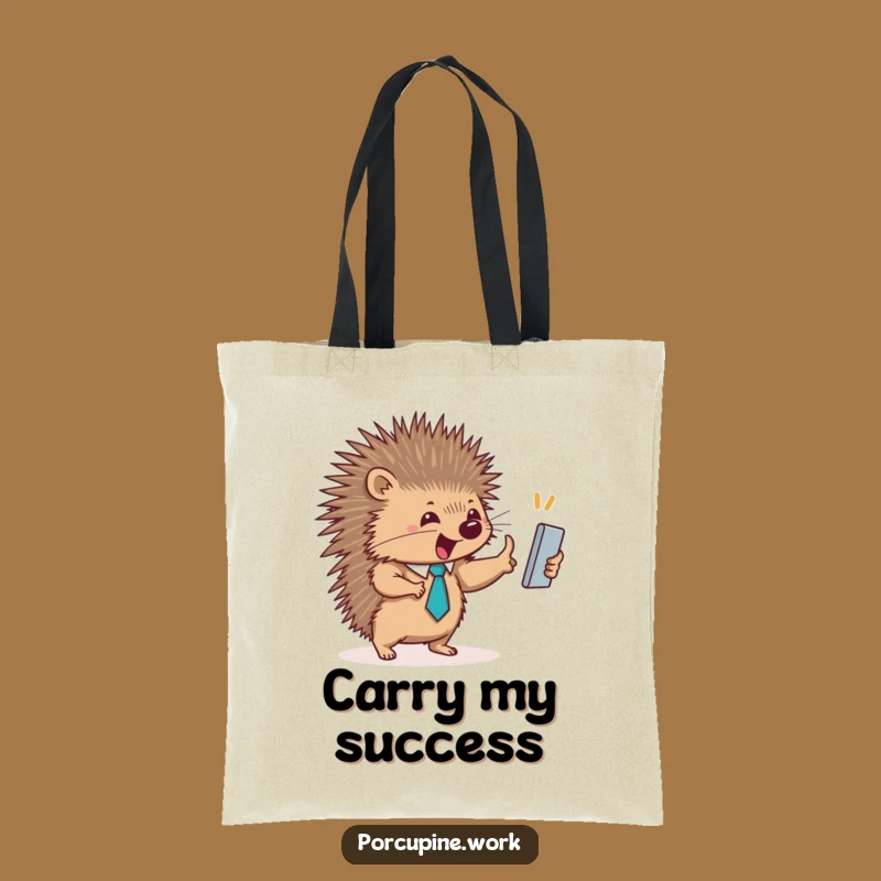 Stylish Funny Porcupine High-Five Tote Bag: Carry Your Success with Pride